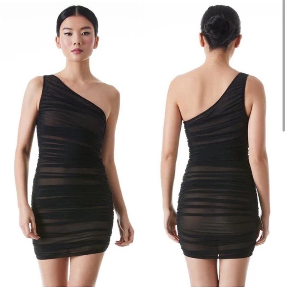 NWT Alice + Olivia Elegant Black One-Shoulder Dress size 10